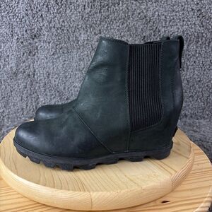 Sorel Joan of Arctic II Hidden Wedge Boots Womens Size 9.5 Green Leather Ankle